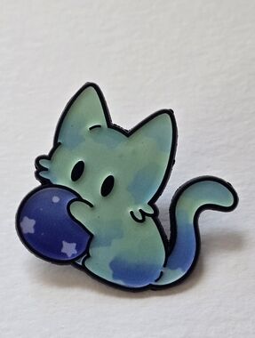 Green-Blue Cat Enamel Pin